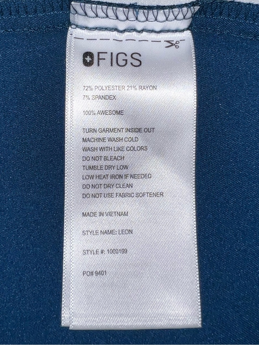 FIGS NWT Men's Leon Scrub Top in Deep Reef Blue PO#9401 - Picture 5 of 5